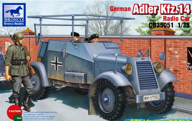 Сборная модель 35051 Bronco Models German Adler Kfz.14 Radio Armored Car 