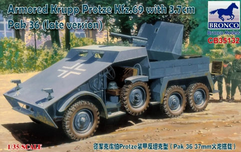  Сборная модель  35132 Bronco Armoured Krupp Protze Kfz.69 with Pak 36 (Late version)  
