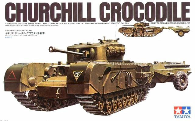  Сборная модель 35100 Tamiya Английский танк  Churchill Crocodile с огнеметом. С двумя фигурами. 