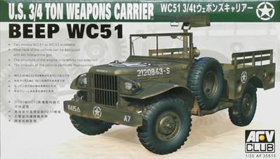 Сборная модель 35S15 AFV CLUB Американский автомобиль US WC51 3/4 Ton Weapons Carrier 'Beep' 