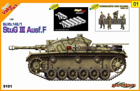 Сборная модель 9101 Dragon Немецкое самоходное орудие Sd.Kfz.142/1 StuG.III Ausf.F 
