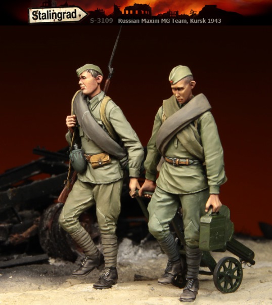 3109 Stalingrad Советские пулеметчики, Курск 1943 год (смола) Масштаб 1/35