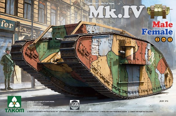 Сборная модель 2076 Takom Танк Mk.IV (2 в 1)  