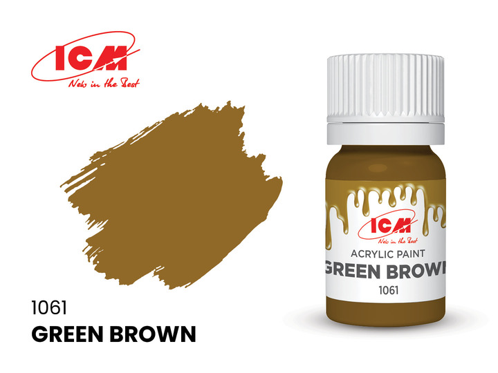 C1061 ICM Акриловая краска Зелено-коричневый (Green Brown) 12мл