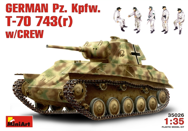 Сборная модель 35026 MiniArt Немецкий Pz.Kpfw. T-70 743(r)  с экипажем 