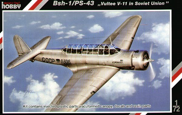 Сборная модель 72125 Special Hobby Самолёт BSh-1/PS-43 "Vultee V-11 in Soviet Union"