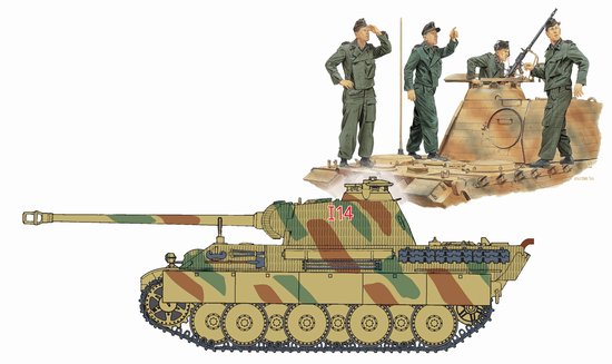 Сборная модель 7363 Dragon Немецкий танк Пантера G с танкистами 