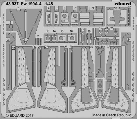 48937 Eduard Набор фототравления для Fw 190A-4 Масштаб 1/48