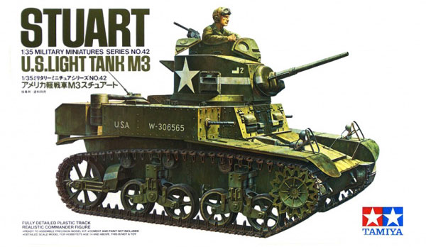 Сборная модель 35042 Tamiya Американский легкий танк М3 Генерал Стюарт с 1 фигурой командира 