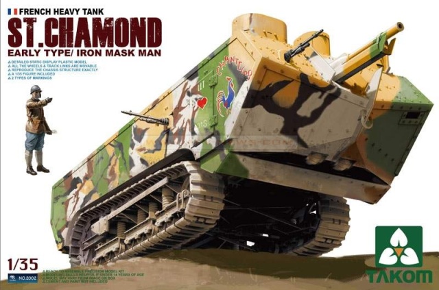 Сборная модель  2002 Takom Французский танк St..Chamond (ранняя версия, Первая Мировая Война)