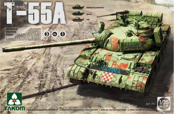 Сборная модель 2056 Takom Танк Т-55А (3 в1) 