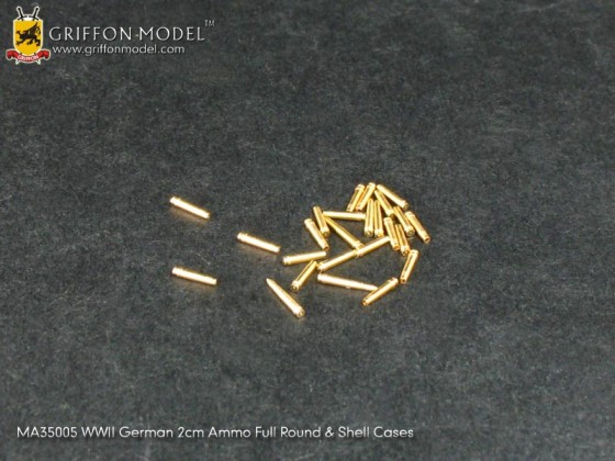 MA35005  Griffon Model WW II German 2cm Ammo Full Rounds & Shell Cases