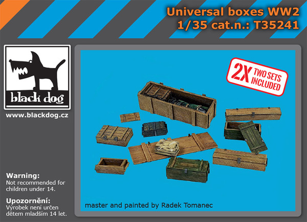 T35241 Black Dog Набор аксессуаров из смолы Universal Boxes WW2 1/35