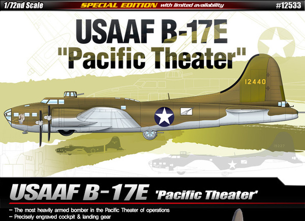 12533 Academy Самолёт B-17E Flying Fortress 'Pacific Theater' 1/72