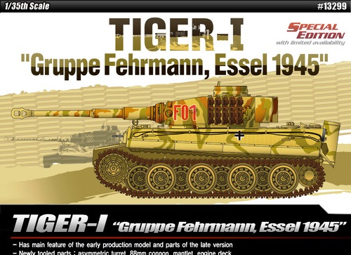 Сборная модель  13299 Academy 1/35 Танк Tiger-I (Gruppe Fehrmann, Essel, 1945 год)