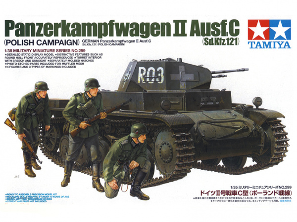 Сборная модель Tamiya 35299 Немецкий танк PzKw II Ausf C (Польская кампания, в комплекте 3 фигурами) 