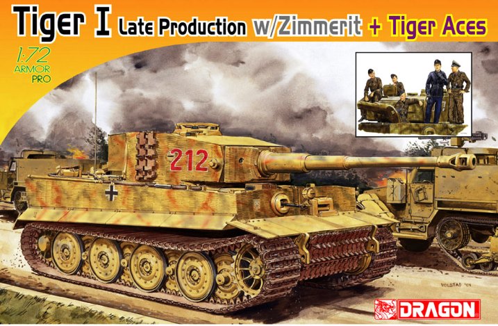Сборная модель 7440 Dragon Танк Pz.Kpfw.VI Ausf.E Tiger I (поздняя версия с циммеритом, 5 фигур) 