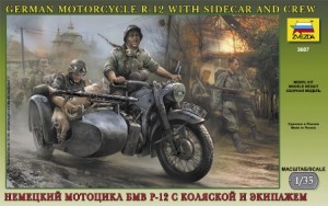 3607 Звезда Мотоцикл БМВ Р-12 с коляской и экипажем Масштаб 1/35