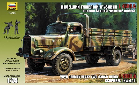 Сборная модель 3647 Звезда Немецкий грузовик с деревянной кабиной L 4500М 