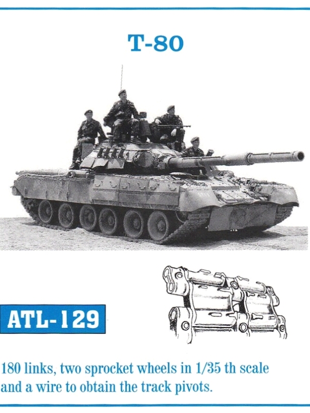 ATL-129 FRIULMODEL Металлические траки к танку Т-80 (в наборе + два ведущих колеса) Масштаб 1/35