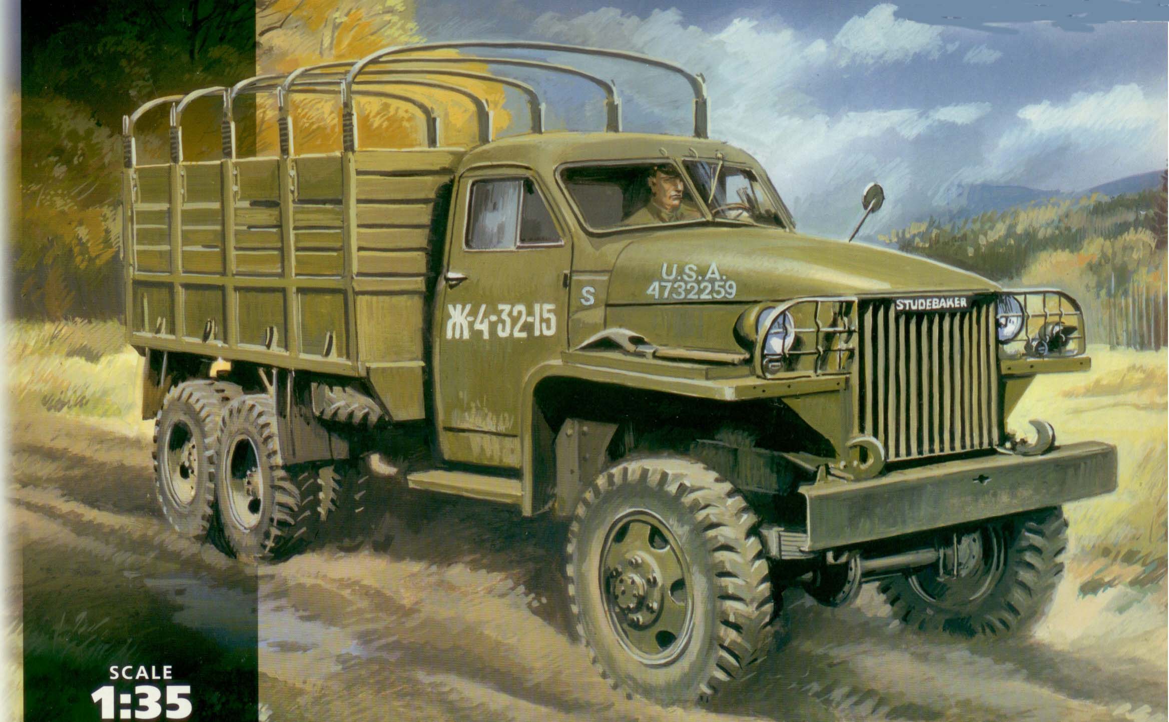 Сборная модель 35511 ICM Армейский грузовой автомобиль Studebaker US6