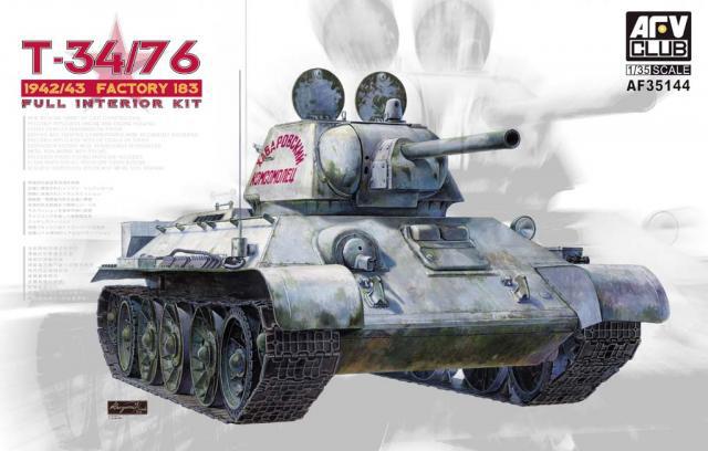 Сборная модель 35144 AFV Club танк Т-34/76 183 завода № 118 с интерьером 