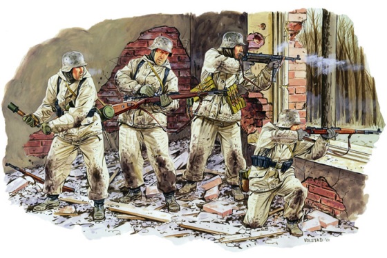 6154 Dragon Германские солдаты в бою (Зима 1942-43 года, 4 фигуры) Масштаб 1/35