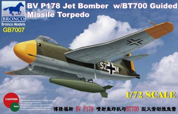 Сборная модель 7007 Bronco Blohm & Voss BV P178 Jet Bomber w/BT700 Guided Missile Torpedo 