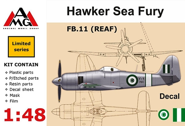 Сборная модель 48607 AMG Самолет FB.11 (REAF) Hawker Sea Fury 