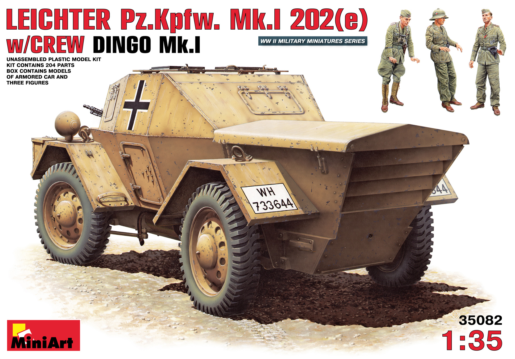 Сборная модель 35082 MiniArt Бронеавтомобиль Pz.Kmpf.Mk.I 202 с экипажем (3 фигуры)  