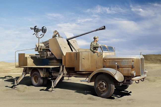 09595 Trumpeter Немецкий грузовик с зениткой L4500A mit 5cm Flak 41 I 1/35