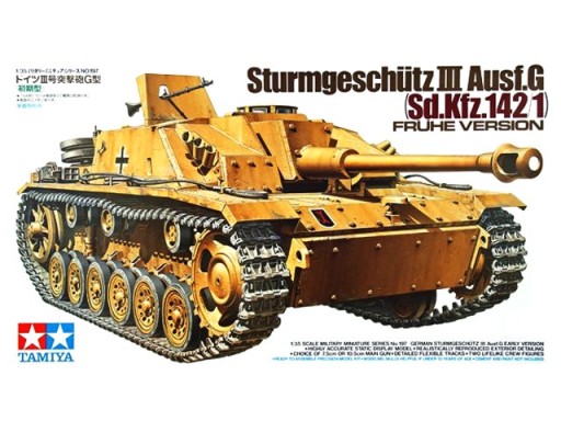 Сборная модель  35197 Tamiya Cамоходное орудие Sturmgeschuetz III Ausf.G (ранняя версия) c 2 фигурами танкист 