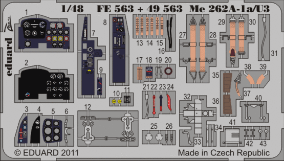 FE563 Eduard Набор фототравления для Me 262A-1a/ U3 S. A. (Hobby Boss)1/48