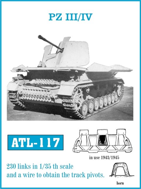 ATL-117 FRIULMODEL Металлические траки к танкам PzKpfw III, IV (1943-1945год) Масштаб 1/35