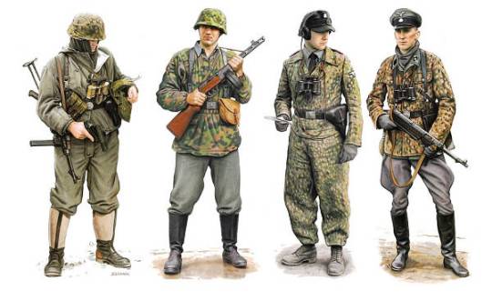 6706 Dragon Германские солдаты и офицеры (дивизия Das Reich, 1943-44гг, 4 фигуры) Масштаб 1/35