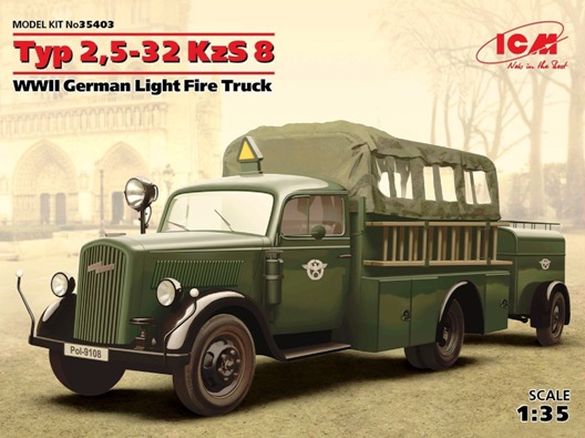Сборная модель  35403 ICM Германский пожарный автомобиль KzS.8 Type 2.5-32  