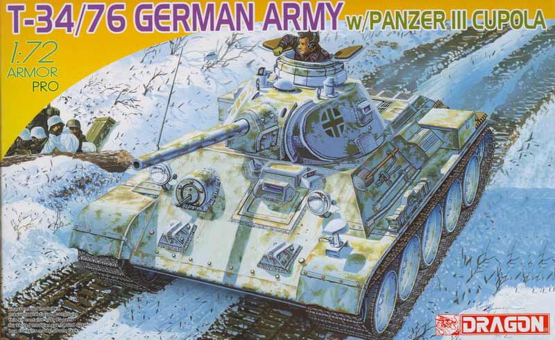 Сборная модель 7316 Dragon Танк T-34/76 GERMAN ARMY w/PANZER III CUPOLA 