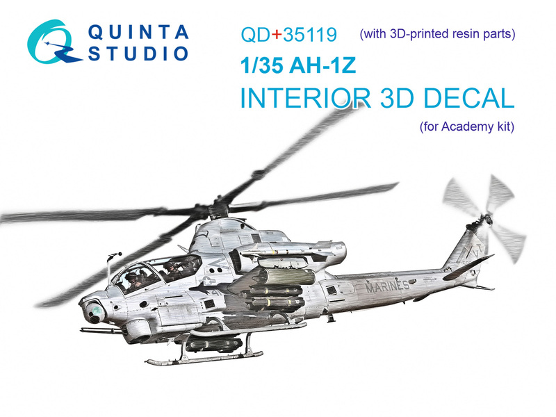 QD+35119 Quinta 3D Декаль интерьера кабины AH-1Z (Academy) (с 3D-печатными деталями) 1/35