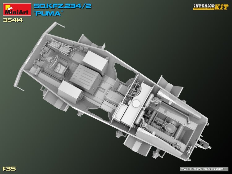 35414 MiniArt Немецкий бронеавтомобиль Sd.Kfz. 234/2 KwK 39 L/60 50mm Puma с интерьером 1/35