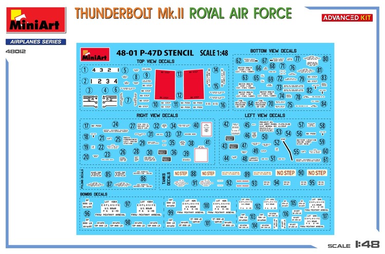 48012 MiniArt Самолет Thunderbolt Mk.II Royal Air Force (Advanced Kit) 1/48