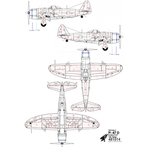 481014 HGW Декали Клепки для P-47D Bubbletop Масштаб 1/48