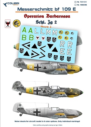 72131 Colibri Decals Декали Bf-109 E (Schl)/LG 2  (Operation Barbarossa) Part I 1/72