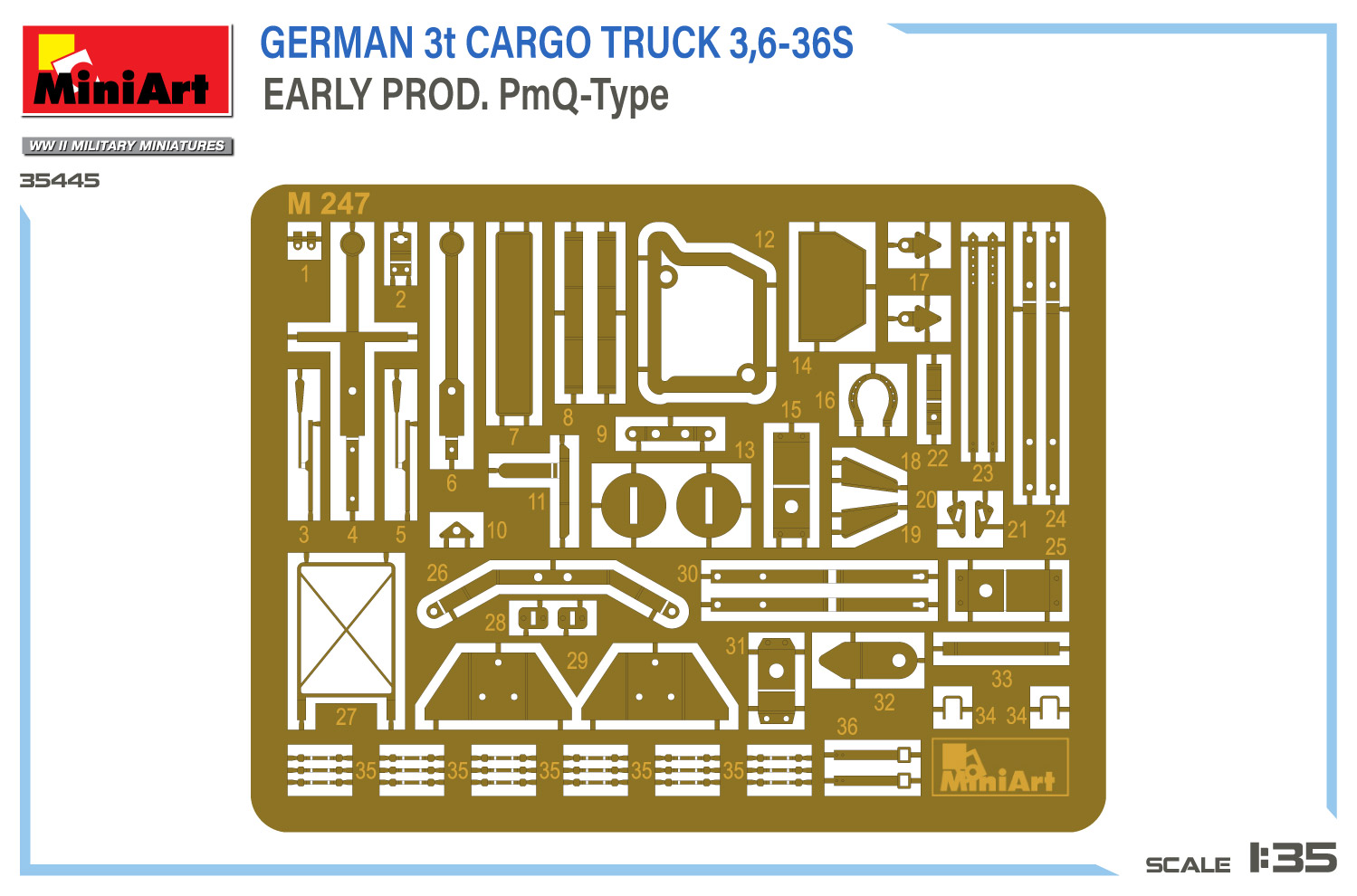 35445 MiniArt Немецкий грузовик 3t Cargo Truck 3/6-36S. Early Prod. PmQ-Type 1/35