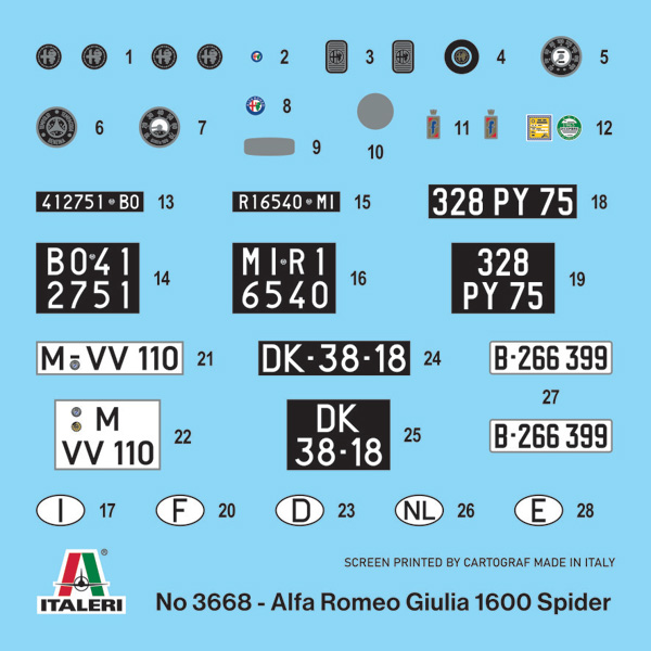 3668 Italeri Автомобиль Alfa Romeo Giulia 1600 Spider 1/24