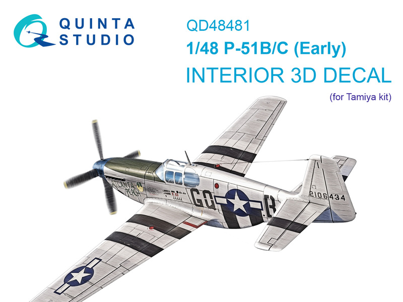 QD48481 Quinta 3D Декаль интерьера кабины P-51B/C Mustang (Early) (Tamiya) 1/48