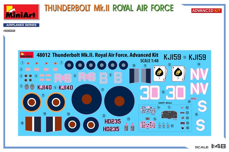 48012 MiniArt Самолет Thunderbolt Mk.II Royal Air Force (Advanced Kit) 1/48