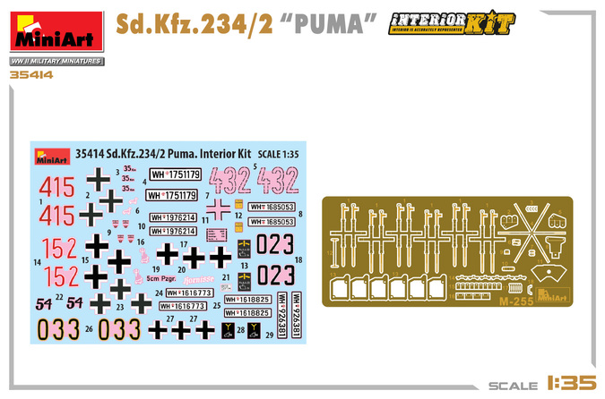 35414 MiniArt Немецкий бронеавтомобиль Sd.Kfz. 234/2 KwK 39 L/60 50mm Puma с интерьером 1/35