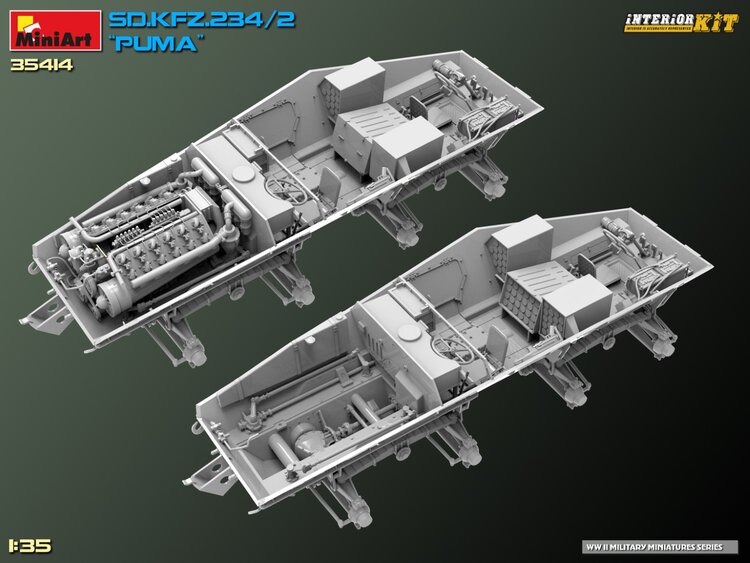 35414 MiniArt Немецкий бронеавтомобиль Sd.Kfz. 234/2 KwK 39 L/60 50mm Puma с интерьером 1/35