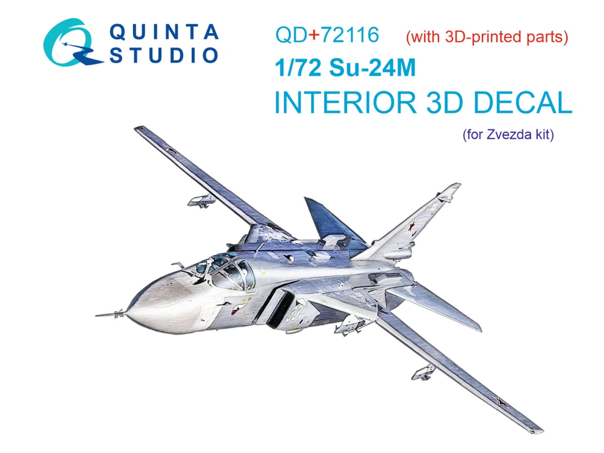 QD+72116 Quinta 3D Декаль интерьера кабины Су-24М (Звезда) (с 3D-печатными деталями) 1/72