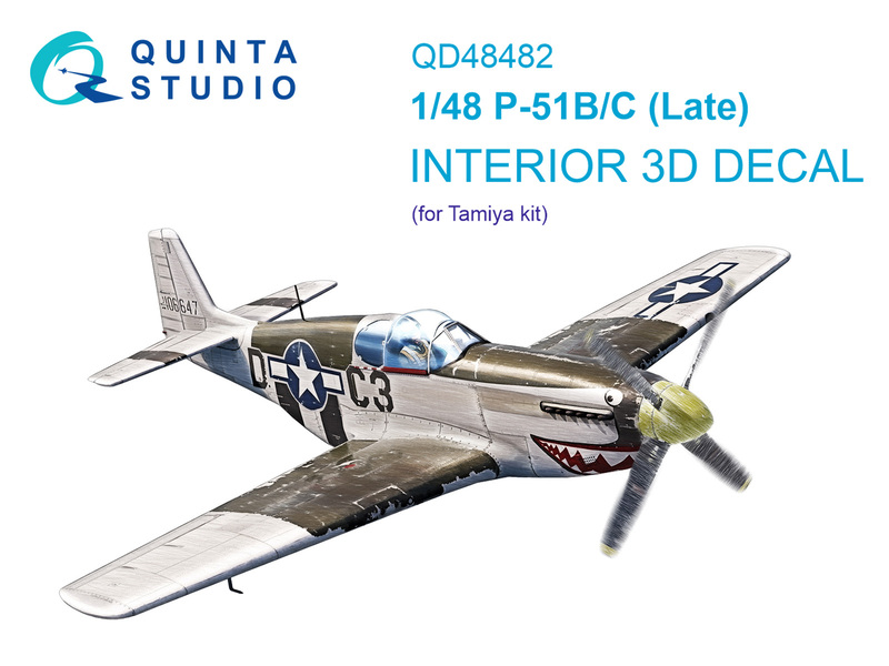 QD48482 Quinta 3D Декаль интерьера кабины P-51B/C Mustang (Late) (Tamiya) 1/48